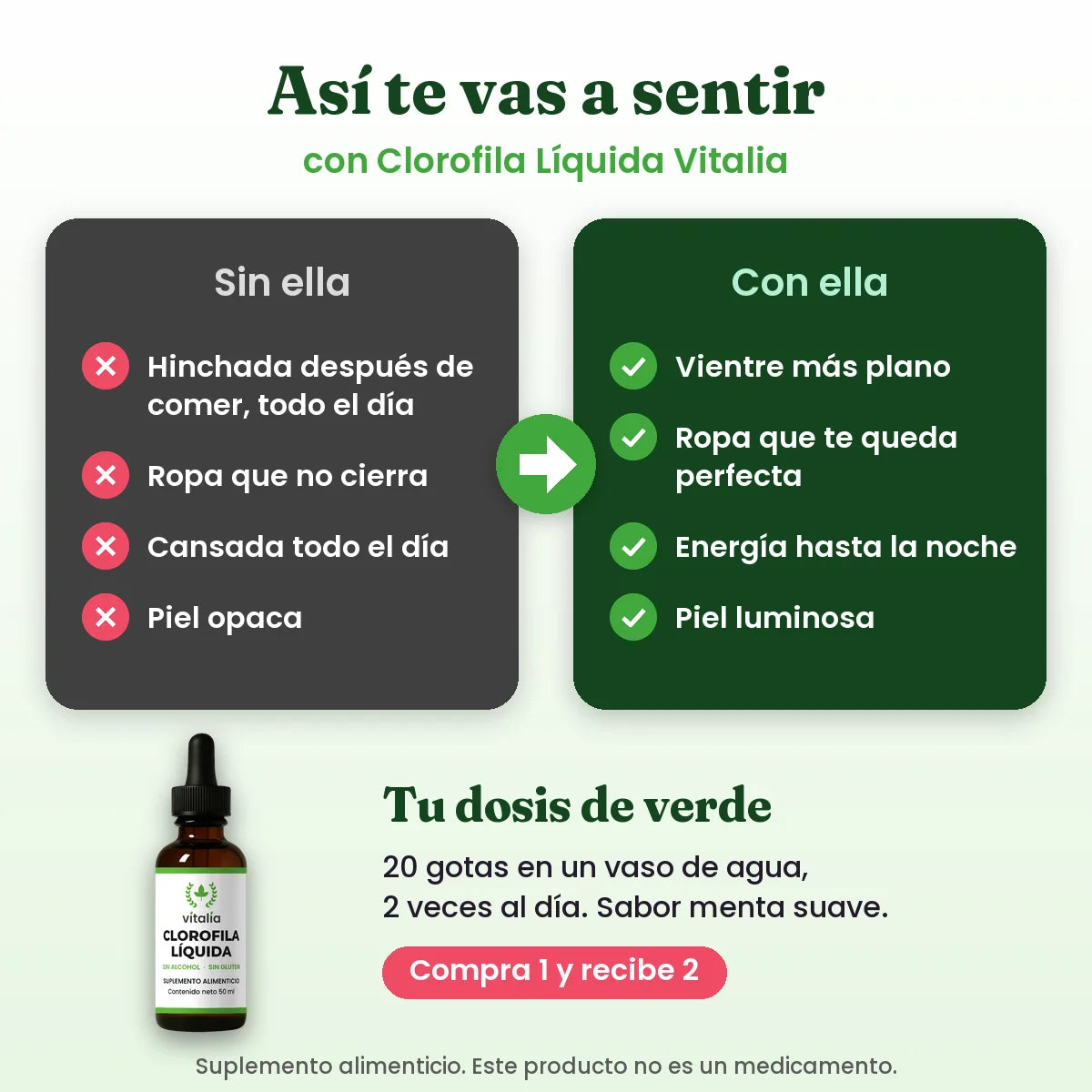 Así te sientes con clorofila líquida Vitalia