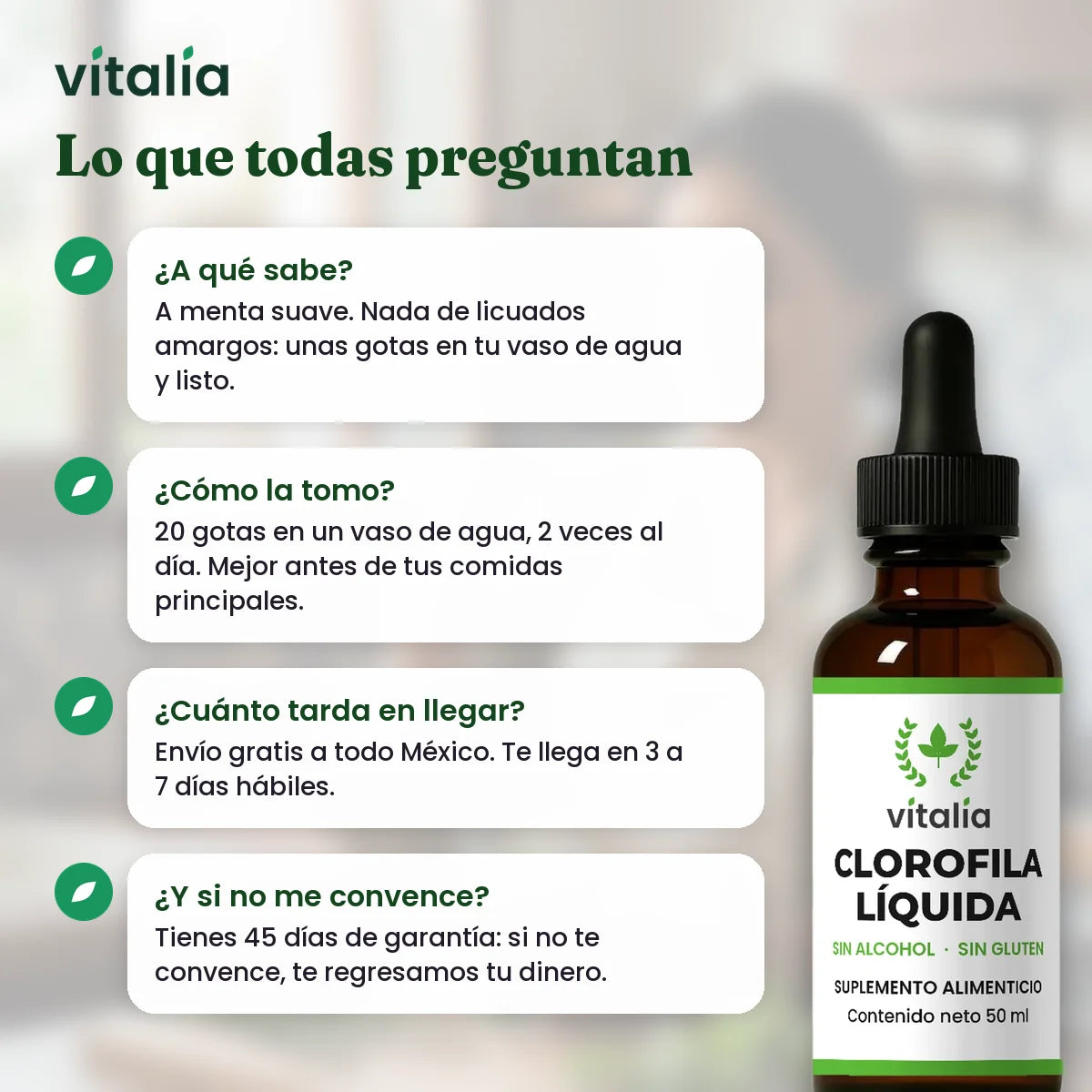 Preguntas frecuentes clorofila líquida Vitalia