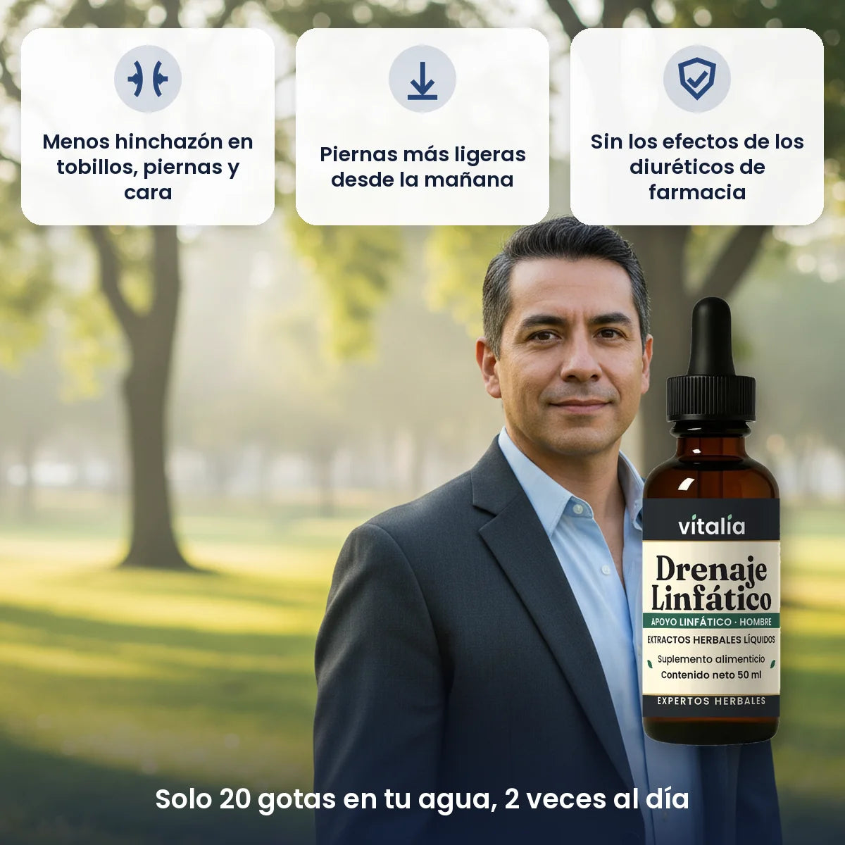 Beneficios gotas de drenaje linfático para hombre Vitalia
