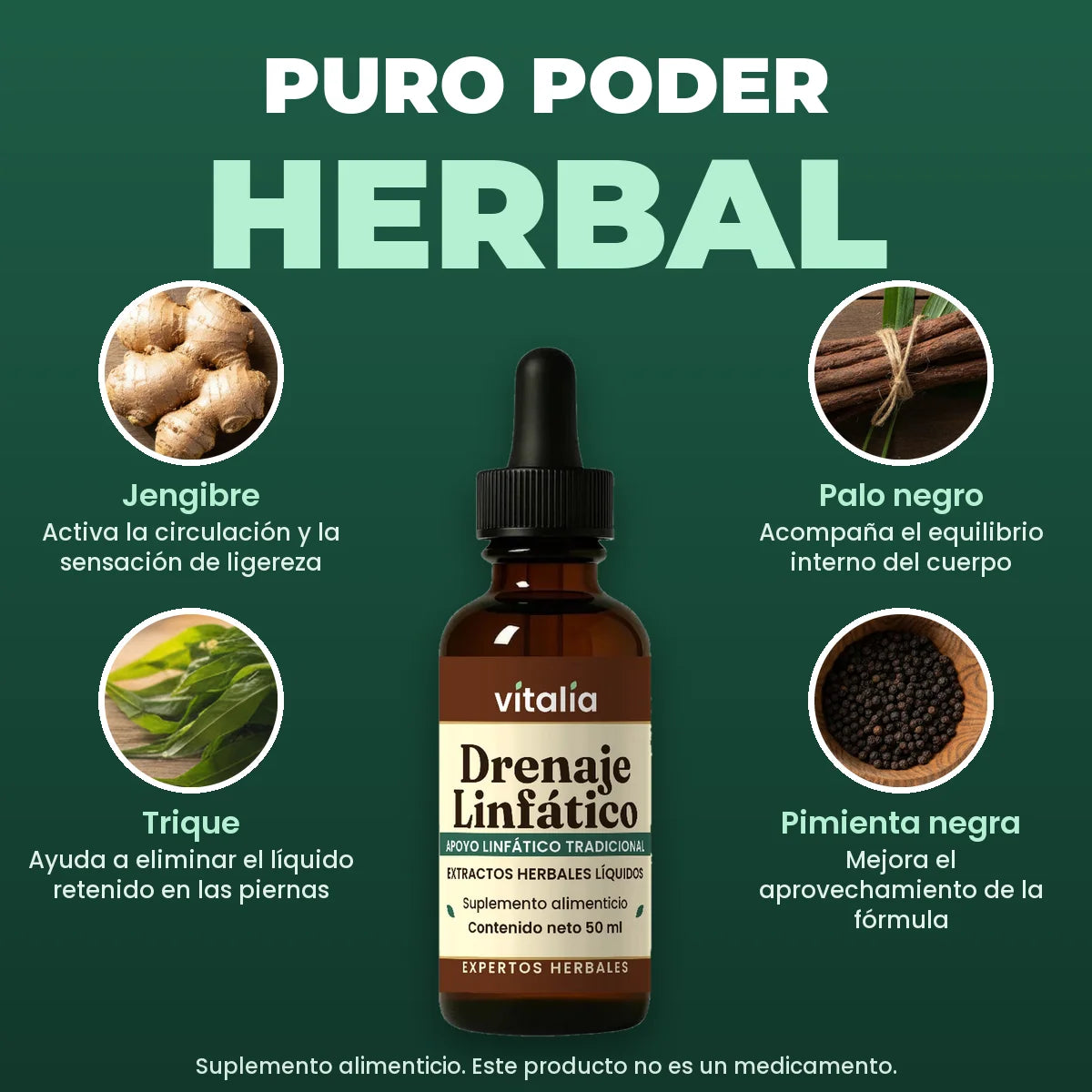 Poder herbal drenaje linfático para piernas Vitalia