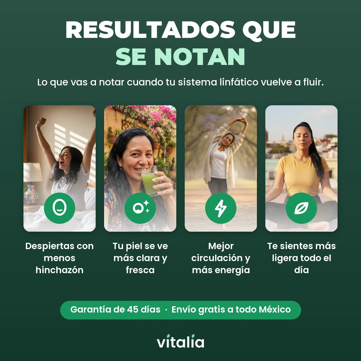 Resultados drenaje linfático para piernas Vitalia